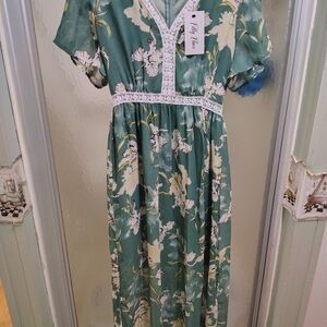 Filly Flair Teal Floral Maxi Dress